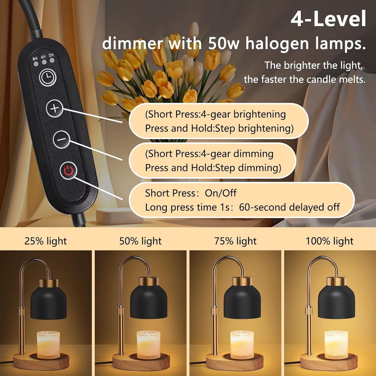 Candle Warmer Lamp with Timer and Two Wax Warmer Bulbs,Electric Wax Warmer for Scented Wax,Mothers Day Gift and House Warming Gi