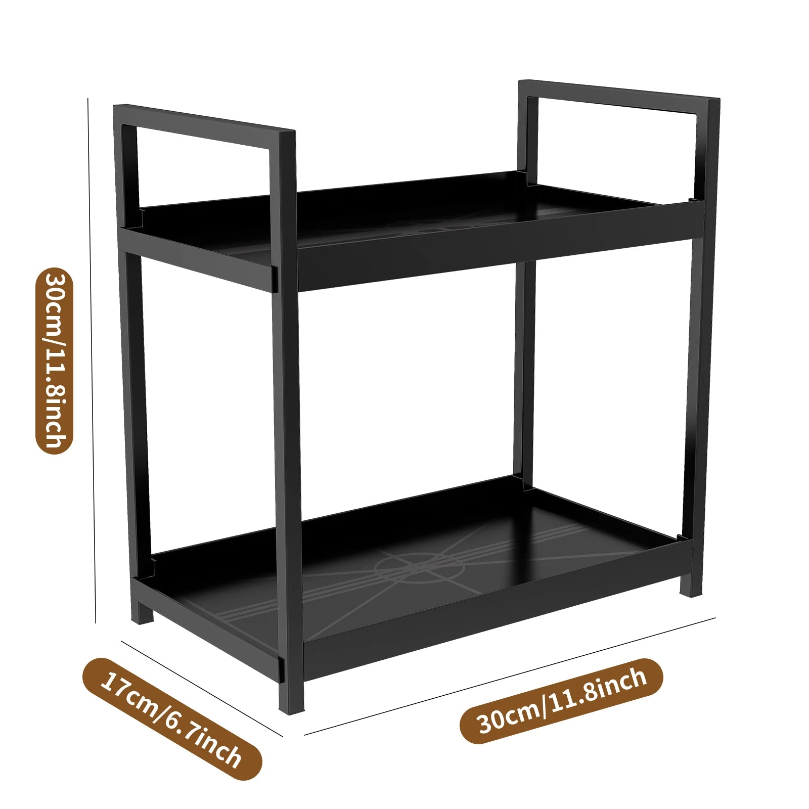 2 Tier Multifunctional Countertop Storage Rack,Bathroom Cosmetic Storage,Kitchen Spice Holder,Large-Capacity,Black and White