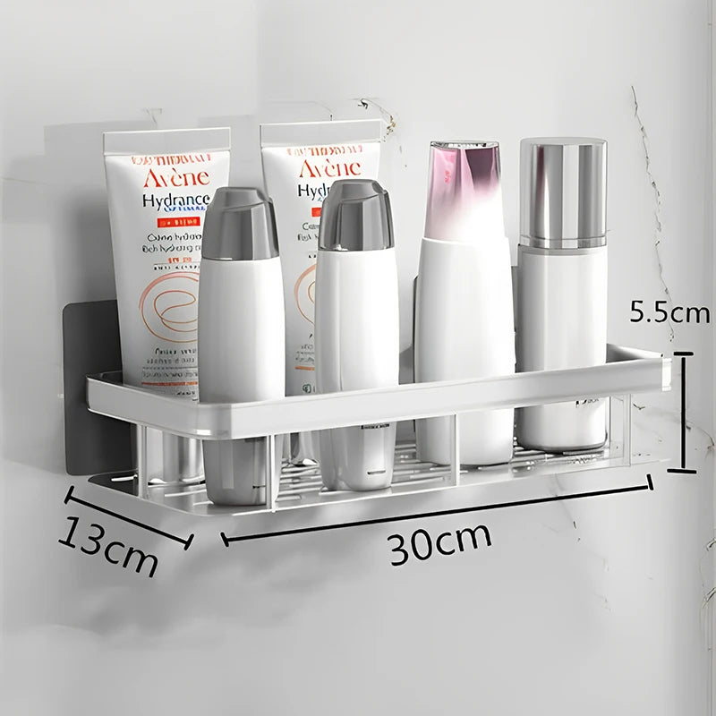 Punch Free Wall Mounted Bathroom Shelf No Drill Shower Shelf Kitchen Storage Organizer Shampoo Rack Makeup Storage Organizer