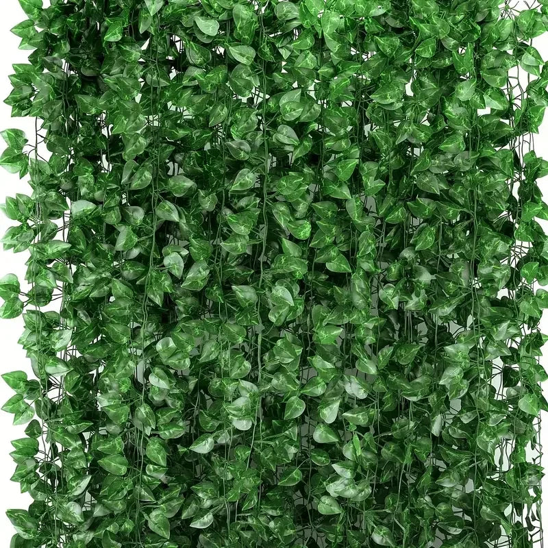Artificial Green Ivy Leaf Rattan Creeper Leaves Vine Hanging Garland DIY Fake Flowers Plants for Garden Wedding Party Home Decor