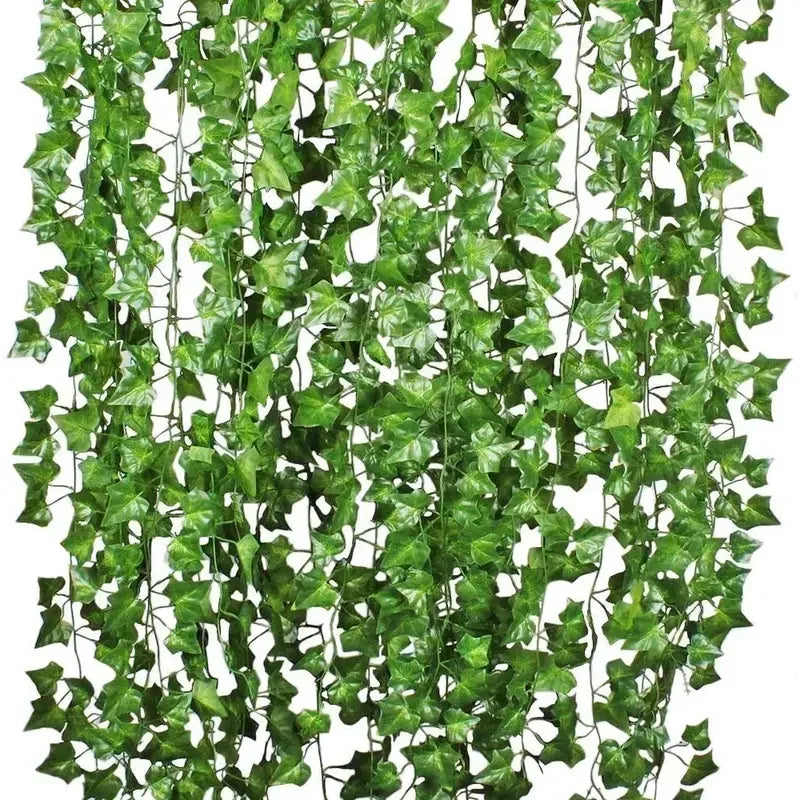 Artificial Green Ivy Leaf Rattan Creeper Leaves Vine Hanging Garland DIY Fake Flowers Plants for Garden Wedding Party Home Decor